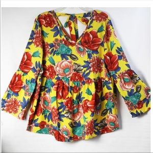 Boho Floral V-N City Front/Back Top